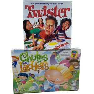 Bundle of 2 New Milton Bradley ✔️Chutes & Ladders & ✔️Twister